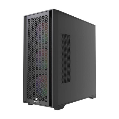 Корпус Wintek Andromeda MAX P193-M-B TG, ATX, USB 1*3.0/2*2.0, HD+Mic, 0,5mm, 4*12cm ARGB (контроллер + пульт д/у в комплекте), Black