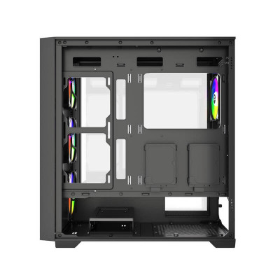 Корпус Wintek Andromeda MAX P193-M-B TG, ATX, USB 1*3.0/2*2.0, HD+Mic, 0,5mm, 4*12cm ARGB (контроллер + пульт д/у в комплекте), Black