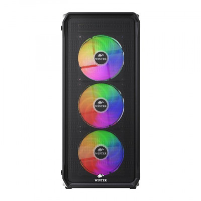 Корпус Wintek Tornado Pro PS195-B-M TG, ATX, USB 1*3.0/2*2.0, HD+Mic, 0,5mm, 4*12cm ARGB, Black