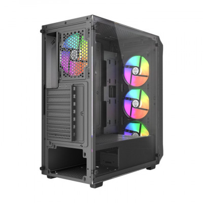 Корпус Wintek Tornado Pro PS195-B-M TG, ATX, USB 1*3.0/2*2.0, HD+Mic, 0,5mm, 4*12cm ARGB, Black