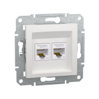 Розетка двойная компьютерная SE EPH4470121 Asfora RJ45 механизм белый Розетка двойная компьютерная SE EPH4470121 Asfora RJ45 механизм белый