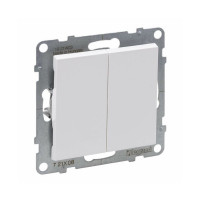 Переключатель двухклавишный Suno 10А 250В безвинт.зажим Белый Переключатель двухклавишный Suno 10А 250В безвинт.зажим Белый