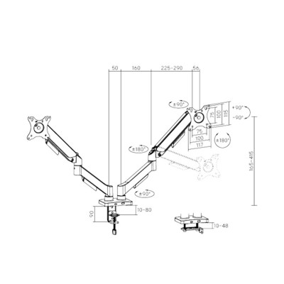 Настольный кронштейн Brateck LDT97-C024 для 2-х мониторов (17