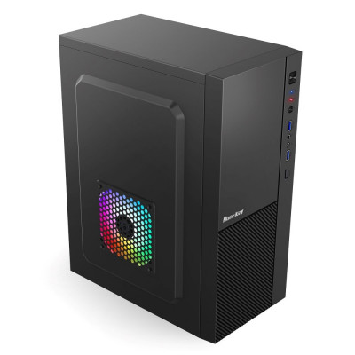 Компьютерный корпус Huntkey HK320, Без БП, 0.45mm, 1xUSB2.0, 2xUSB3.0, HD-Audio, ATX/mATX, Black