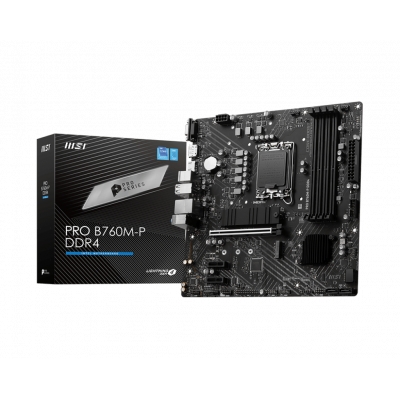 Материнская плата MSI PRO B760M-P DDR4 LGA1700 4xDDR4 4xSATA3 RAID 2xM.2 VGA HDMI DP mATX