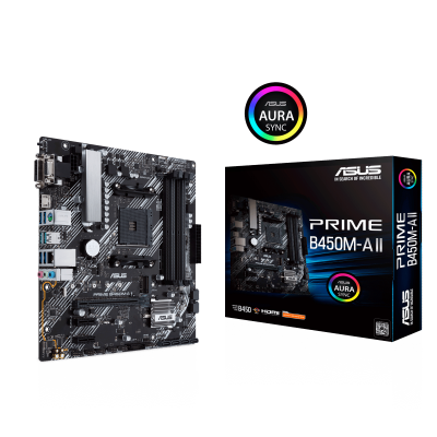 Материнская плата ASUS PRIME B450M-A II AM4 4xDDR4 4xSATA3 RAID 1xM.2 D-Sub DVI-D HDMI mATX