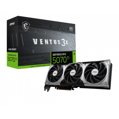 Видеокарта MSI GeForce RTX 5070 Ti 16G VENTUS 3X OC, 16Gb GDDR7 256-bit 1xHDMI 3xDP