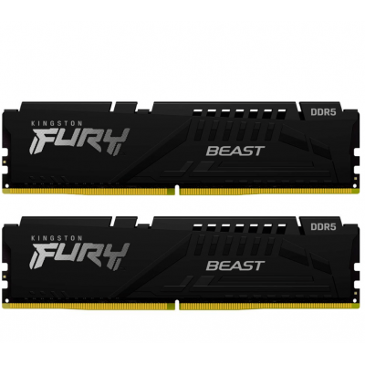 Оперативная память  32GB Kit (2x16) DDR5 6000MHz Kingston Fury Beast Black EXPO KF560C36BBE2K2-32