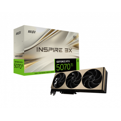 Видеокарта MSI GeForce RTX 5070 Ti 16G INSPIRE 3X OC, 16Gb GDDR7 256-bit 1xHDMI 3xDP G507T-16I3C