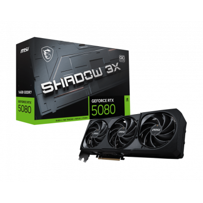Видеокарта MSI GeForce RTX 5080 16G SHADOW 3X OC, 16Gb GDDR7 256-bit 1xHDMI 3xDP