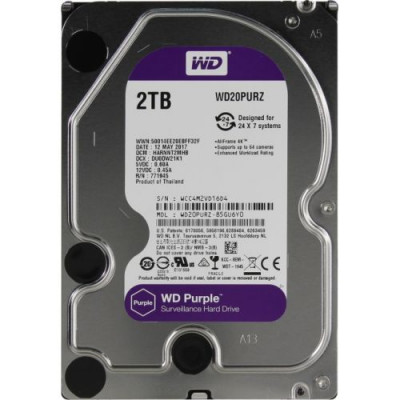 Жесткий диск для видеонаблюдения HDD  2Tb Western Digital Purple SATA 6Gb/s 64Mb 3,5