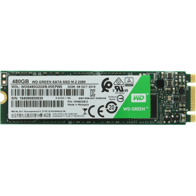 Твердотельный накопитель  480GB SSD WD GREEN M.2 2280 SATA3 R545Mb/s WDS480G2G0B