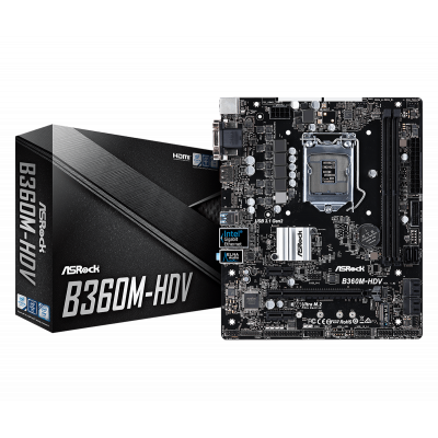 Материнская плата ASRock B360M-HDV LGA1151 2xDDR4 6xSATA3 1xUM.2 D-Sub DVI HDMI 3xPCI-E3.0 mATX