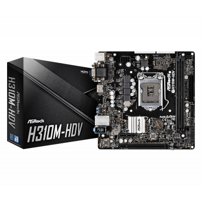 Материнская плата ASRock  H310M-HDV LGA1151 INTEL H310 2xDDR4 4xSATA3 1xD-Sub 1xDVI-D 1xHDMI mATX