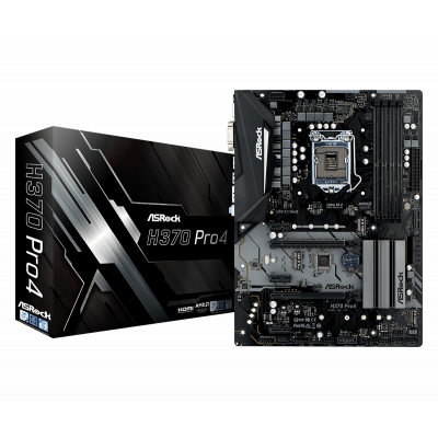 Материнская плата ASRock H370 PRO4 LGA1151 H370 4xDDR4 6xSATA3 1xUltraM.2 1xPS/2 D-Sub DVI HDMI ATX