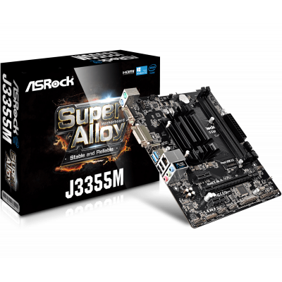 Материнская плата ASRock J3455M Quad-Core J3455 2,3ГГц 2xDDR3 2xSATA3 1xDVI 1xD-Sub 1xHDMI mATX