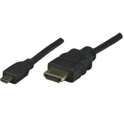 Кабель Manhattan HDMI - Micro HDMI с сетевым каналом, поддержкой HEC, ARC, 3D, 4K (M - M) 2м, 324427