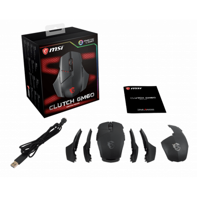 Мышь MSI Clutch GM60 GAMING Mouse USB2.0/RGB подстветка/Вес 115г./кабель 2м/Черный