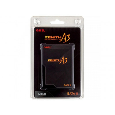 Твердотельный накопитель   60GB SSD GEIL GZ25A3-60G ZENITH A3 2.5” SATAIII R410Mb/s, W65MB/s Retail