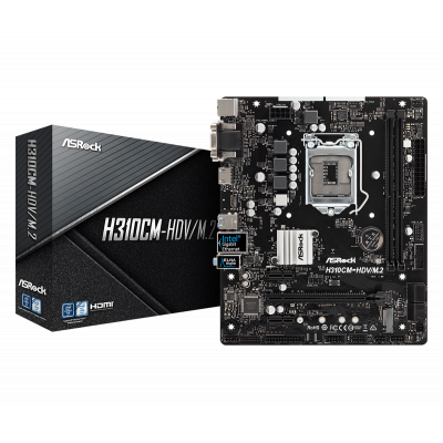 Материнская плата ASRock  H310CM-HDV/M.2 LGA1151 H310 2xDDR4 4xSATA3 1xM.2 D-Sub+DVI-D+HDMI mATX