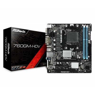 Материнская плата ASRock 760GM-HDV Socket AM3 2xDDR3 4xSATA3  1xD-Sub 1xDVI-D 1xHDMI mATX