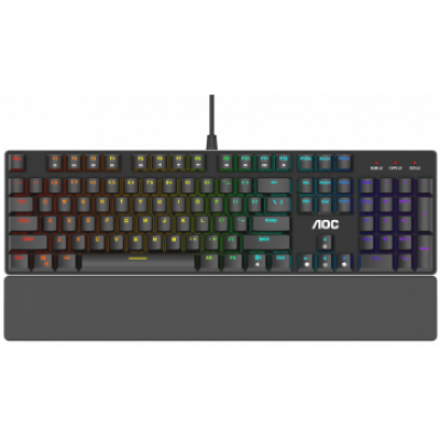 Механическая Игровая Клавиатура  AOC GK500, 104 клавиш, RGB кабель 1,8м, USB2.0 OUTEMU RED GK500DR2R