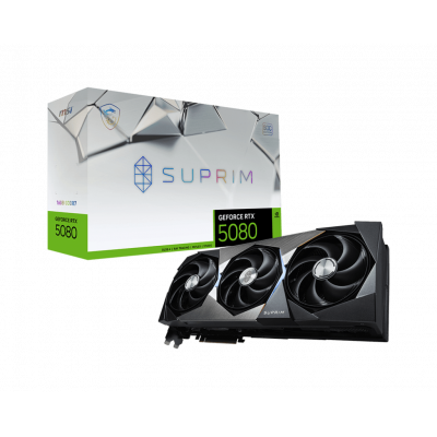 Видеокарта MSI GeForce RTX 5080 16G SUPRIM SOC, 16Gb GDDR7 256-bit 1xHDMI 3xDP G5080-16SPS