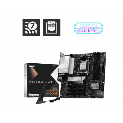 Материнская плата MSI PRO B850M-P WIFI AM5 4xDDR5 4xSATA3 RAID 3xM.2 HDMI DP Type-C mATX