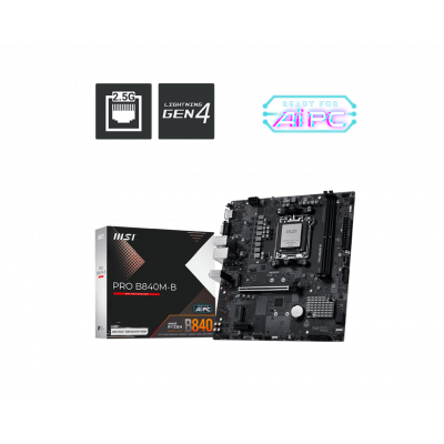 Материнская плата MSI PRO B840M-B AM5 2xDDR5 4xSATA3 RAID 2xM.2 HDMI VGA mATX