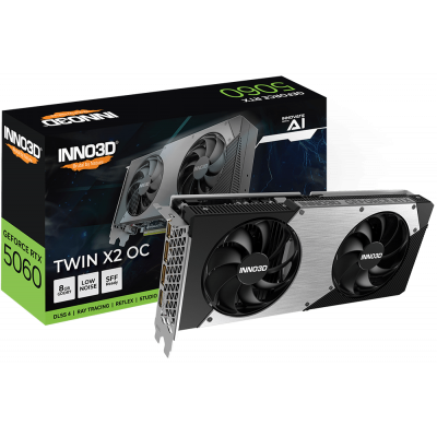 Видеокарта Inno3D GeForce RTX5060 TWIN X2 OC, 8G GDDR7 128-bit HDMI 3xDP N50602-08D7X-195070N