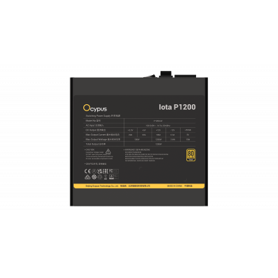 Блок питания Ocypus Iota P1200 Черный 1200W Full Modular, 80+ GOLD, КПД 91% Iota-P1200-G1FFBK024X-EU