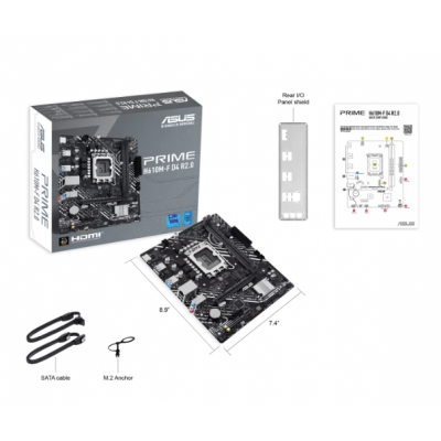 Материнская плата ASUS PRIME  H610M-F D4 R2.0, LGA1700 2xDDR4 2xSATA3 1xM.2 1xHDMI mATX